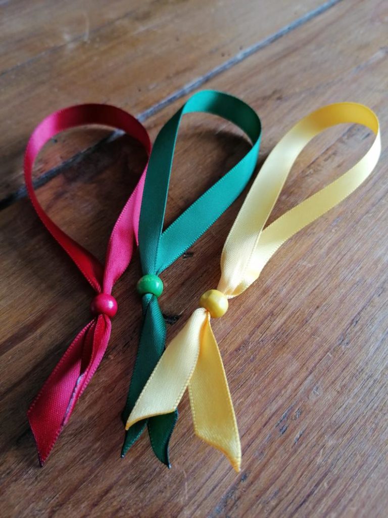 Three ribbon wristbands